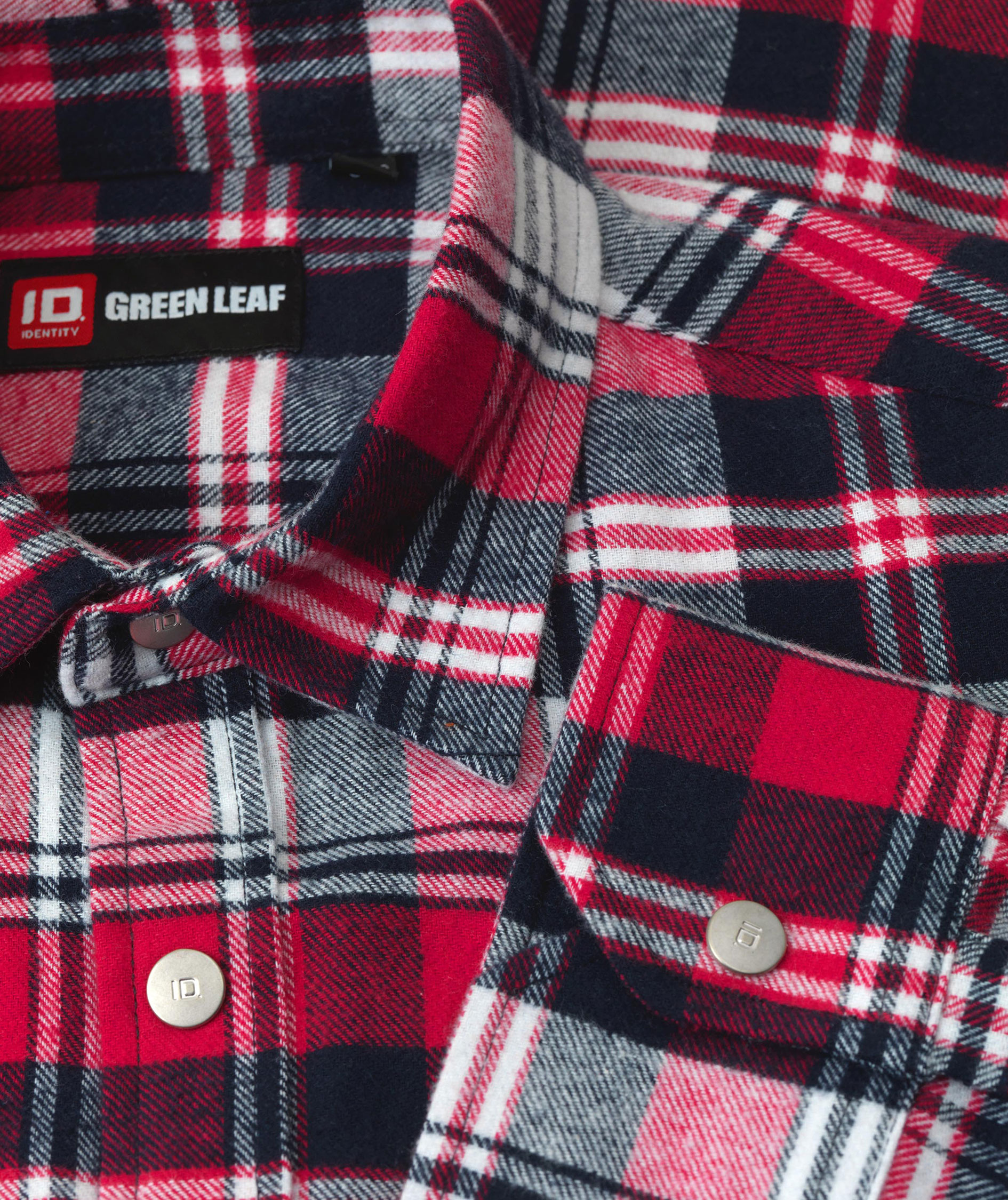ID Green Leaf flannel shirt, Red, large image number 3