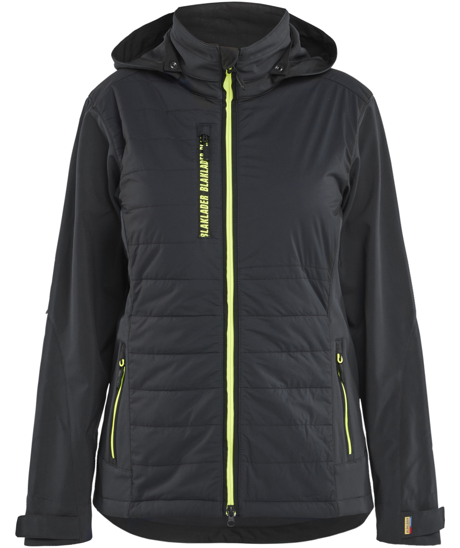 Bl&aring;kl&auml;der dame hybridjakke, Sort/Hi-Vis Gul, Sort/Hi-Vis Gul, swatch