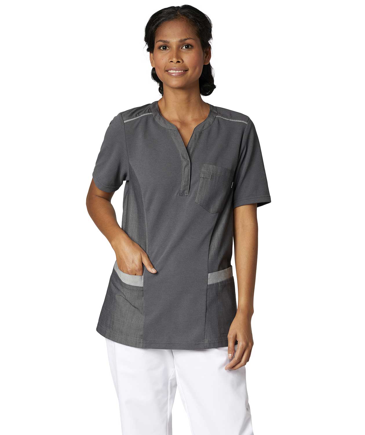 Kentaur Pique Damen Kasack, Grau Melange