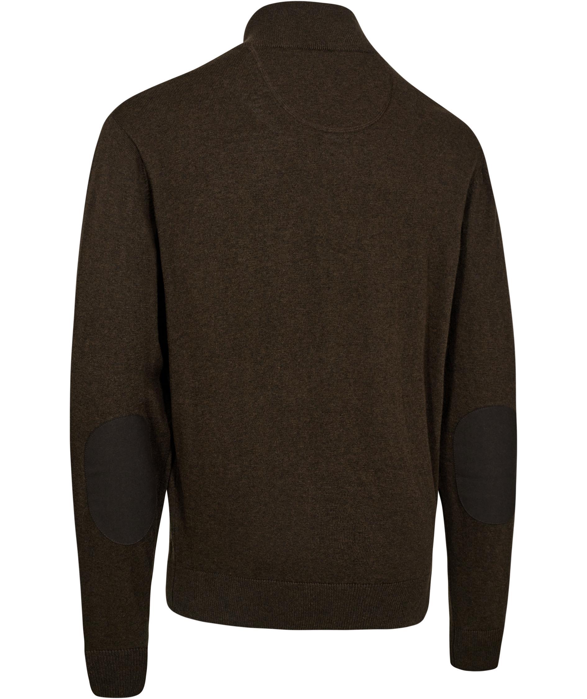 Deerhunter Harrington half zip stickad tr&ouml;ja med merinoull, Brown Melange