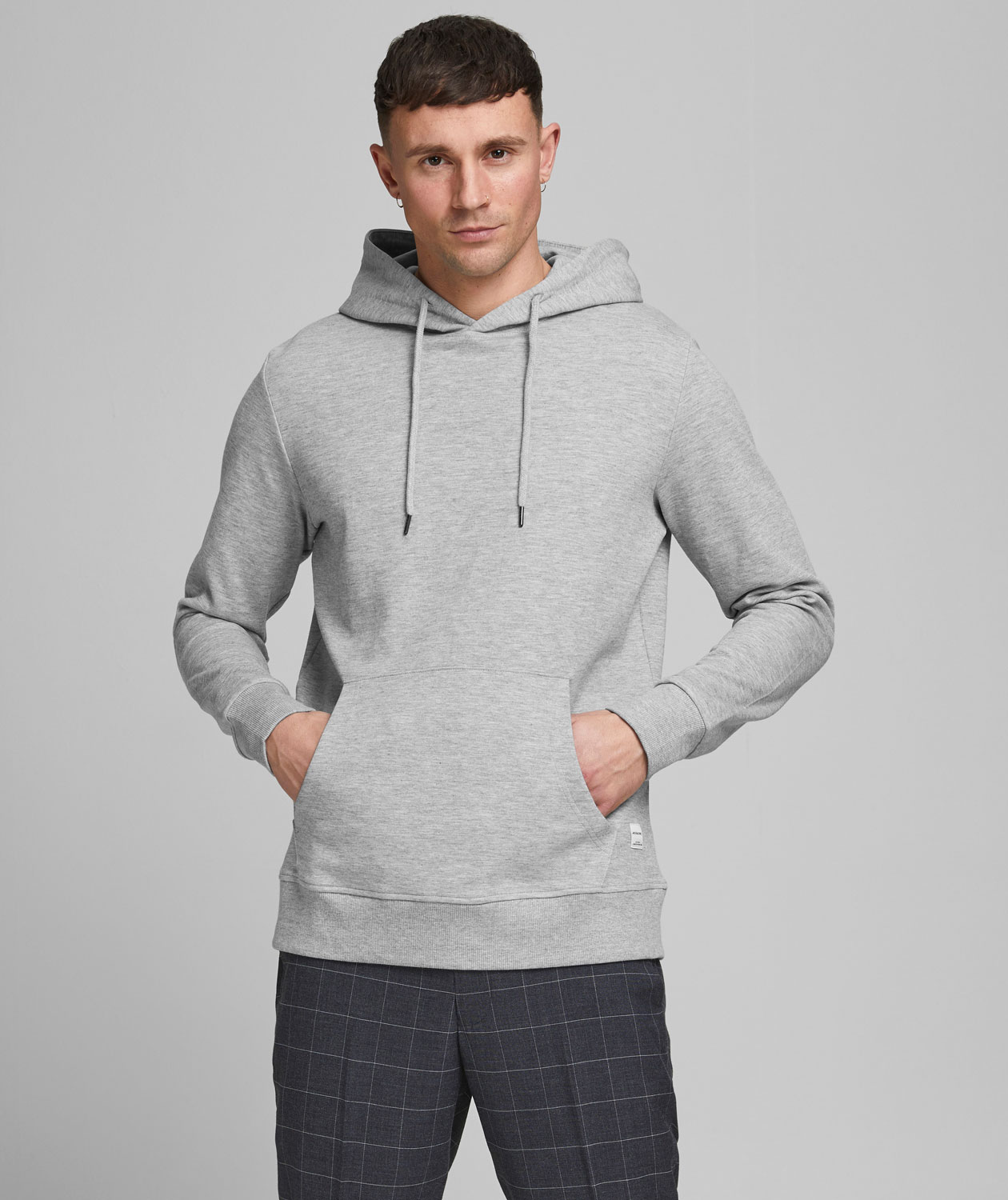 Jack & Jones JJEBASIC hoodie, Light Grey Melange
