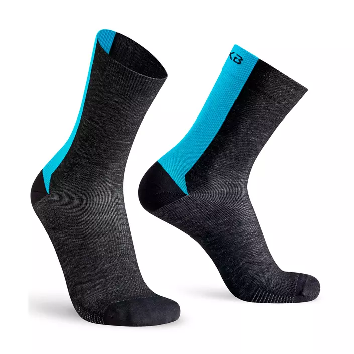 Oxyburn Thermo Sprint MY20 socks with merino wool, Black/Malibu, Black/Malibu, large image number 0