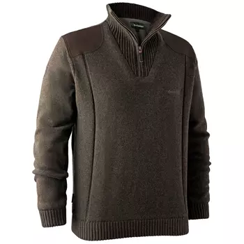 Deerhunter Carlisle knitted sweater with half-zip, Dark Elm