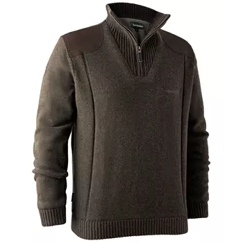 Deerhunter Carlisle knitted sweater with half-zip, Dark Elm