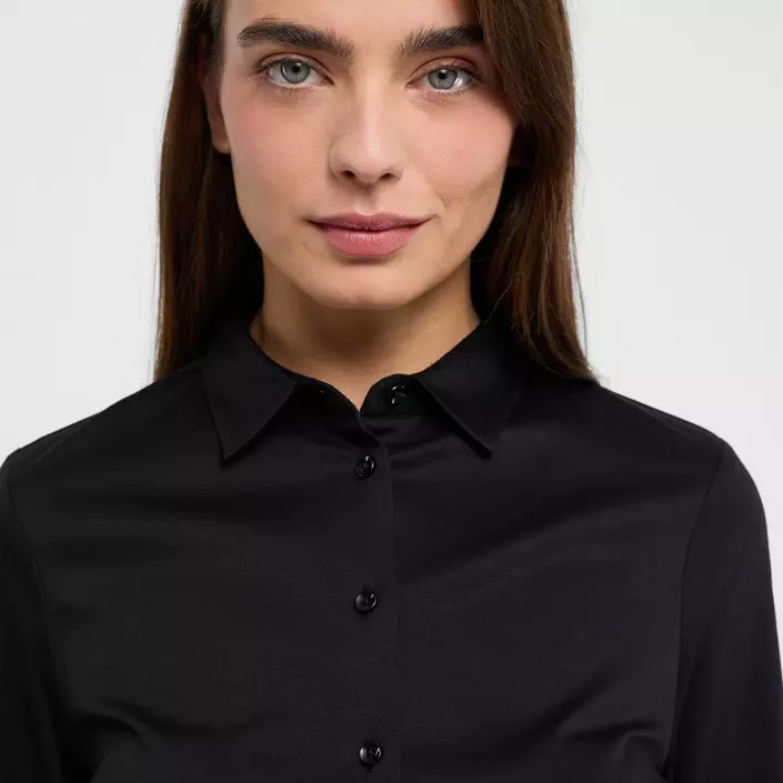 Eterna Jersey slim fit dameskjorte, Black, large image number 3