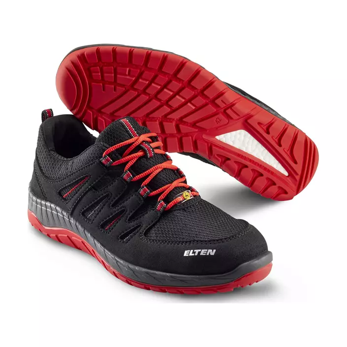 2nd qaulity product Elten Maddox Black-Red Low work shoes O2, Black/Red, large image number 0
