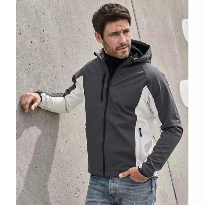 Tee Jays Performance softshell jacket with hood, Dark grey/Off white, large image number 1