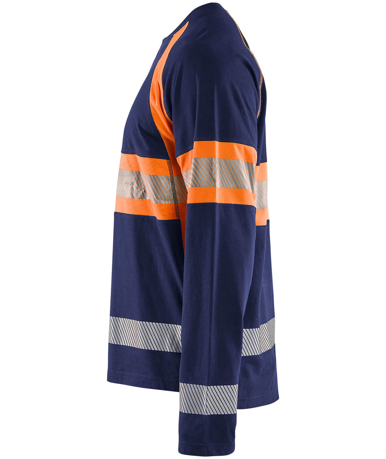 Bl&aring;kl&auml;der langermet T-skjorte, Marine/Hi-Vis Oransje, large image number 3