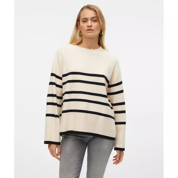 Vero Moda VMSABA striktrøje, Birch/Black, large image number 1