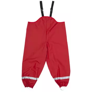 Elka Elements PU rain bib and brace trousers for kids, Red
