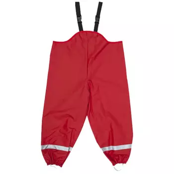 Elka Elements PU rain bib and brace trousers for kids, Red
