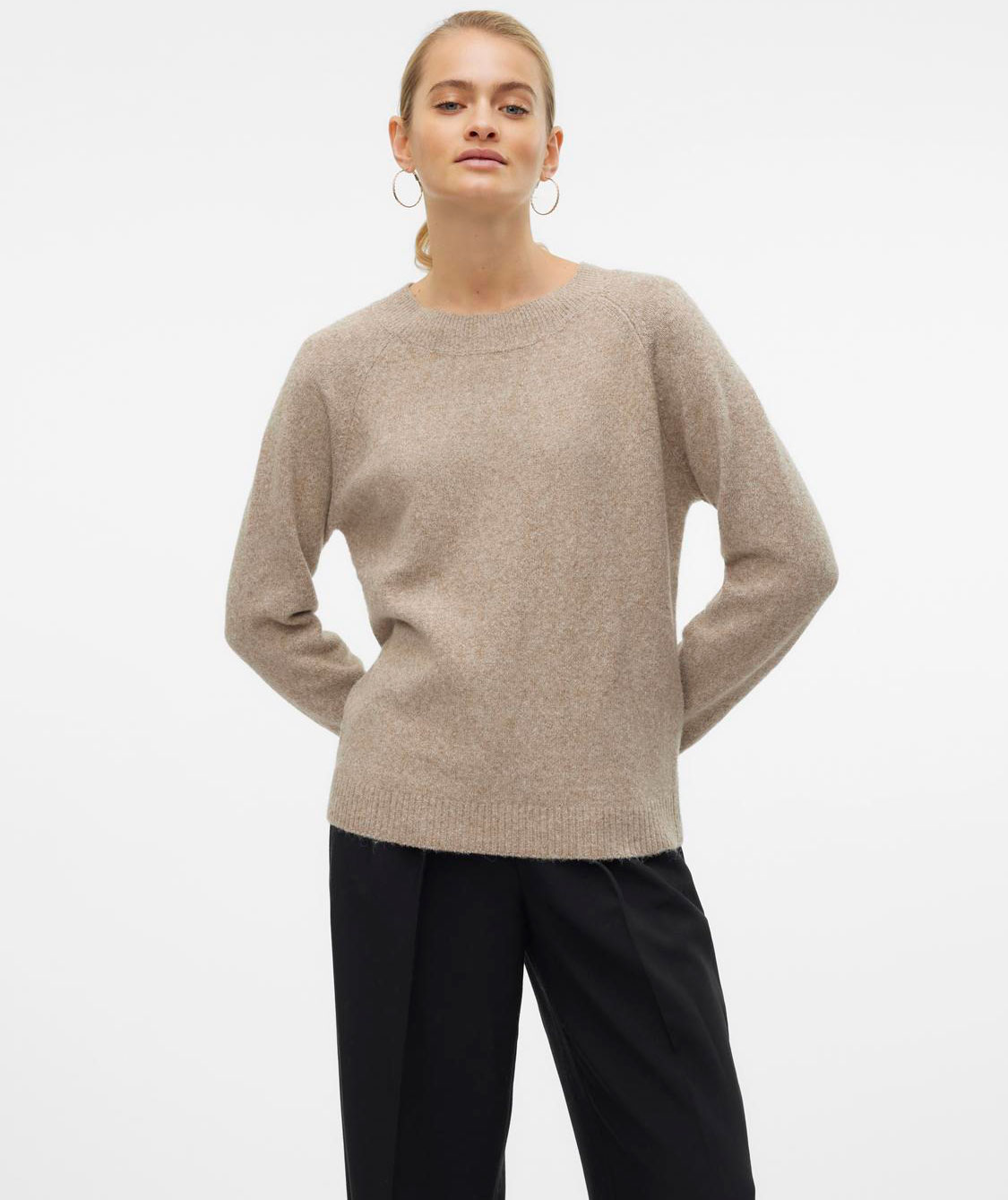 Vero Moda VMDOFFY women's knitted pullover, Sepia Tint