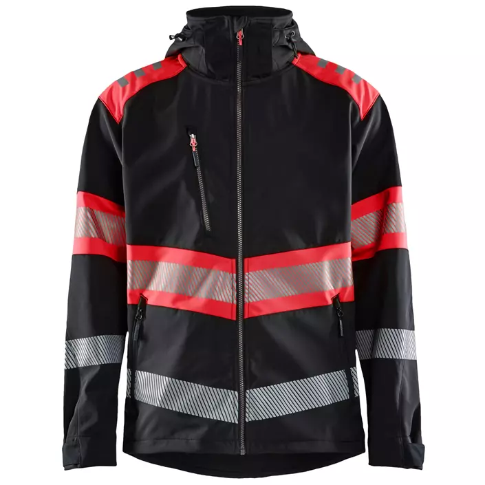 Blåkläder softshell jacket, Black/Hi-Vis Red, large image number 0