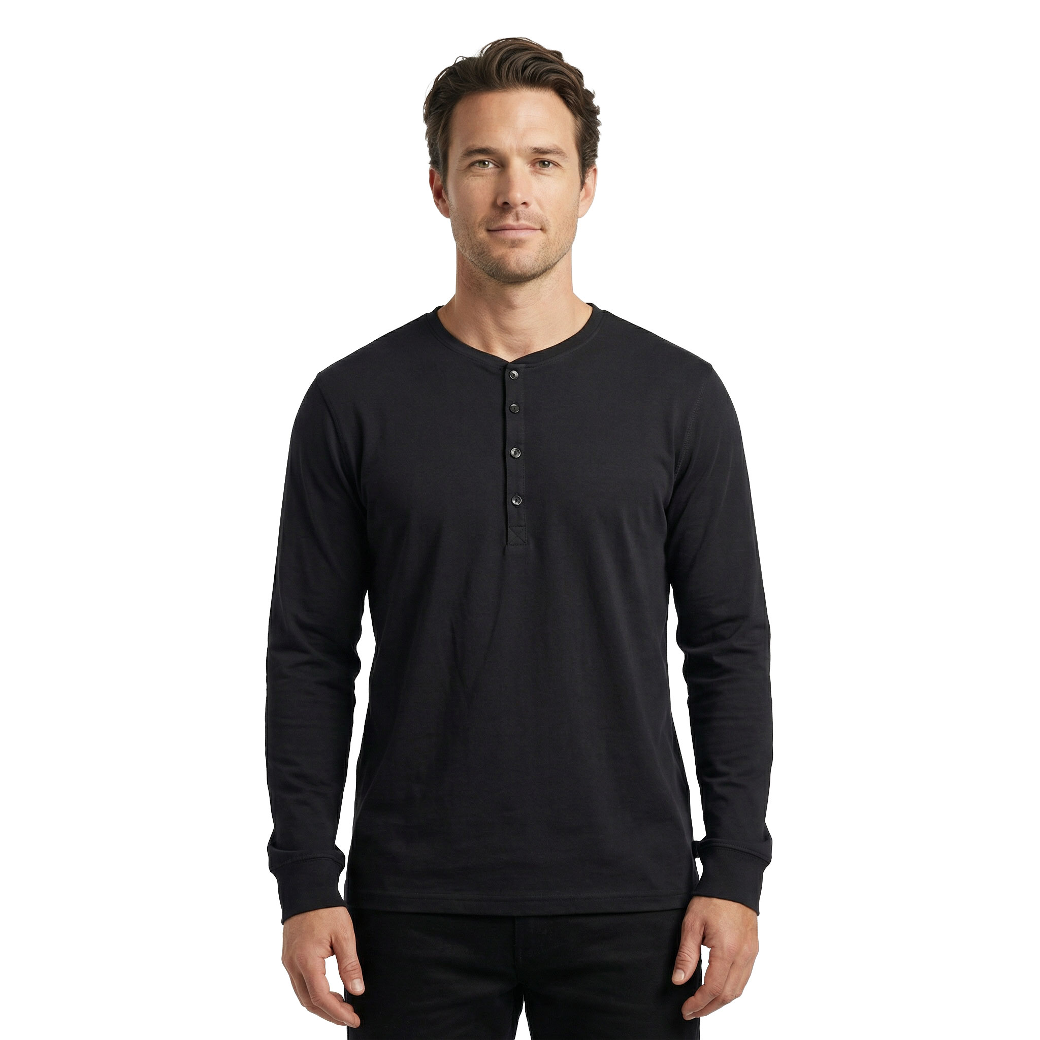 Westborn long-sleeved grandad T-shirt, Black, large image number 2