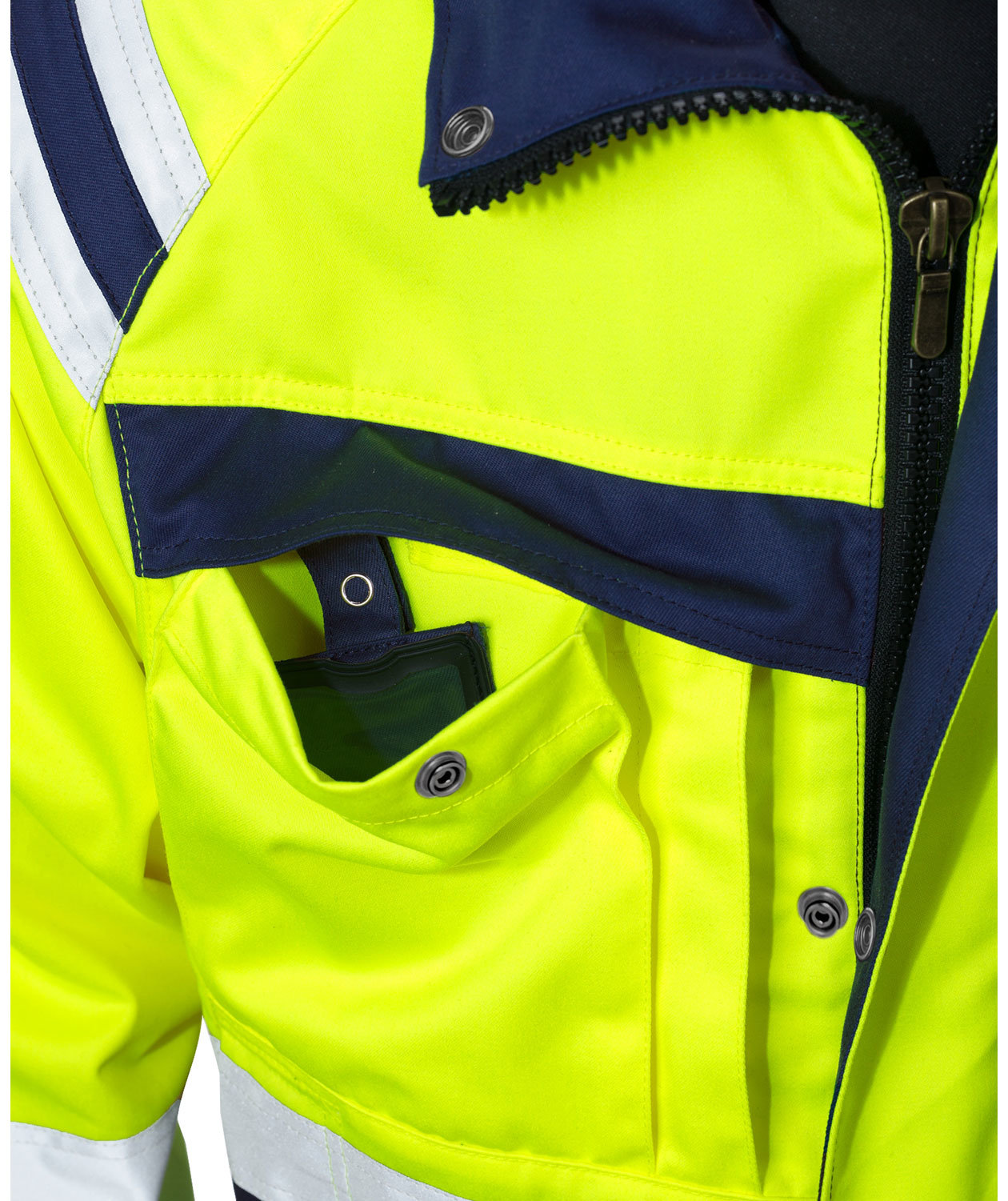 Fristads work jacket 4026, Hi-vis Yellow/Marine, large image number 2
