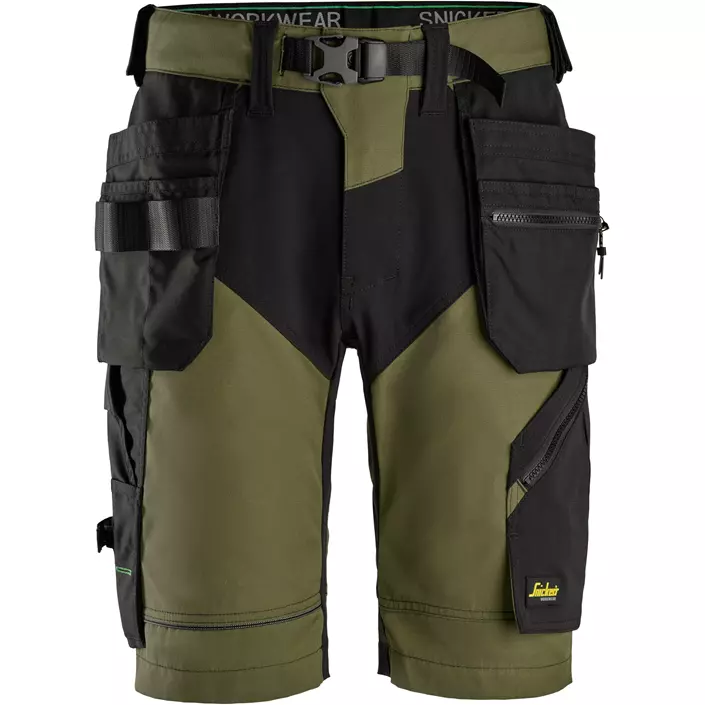 Snickers FlexiWork håndværkershorts 6904, Khaki Green/Black, large image number 0