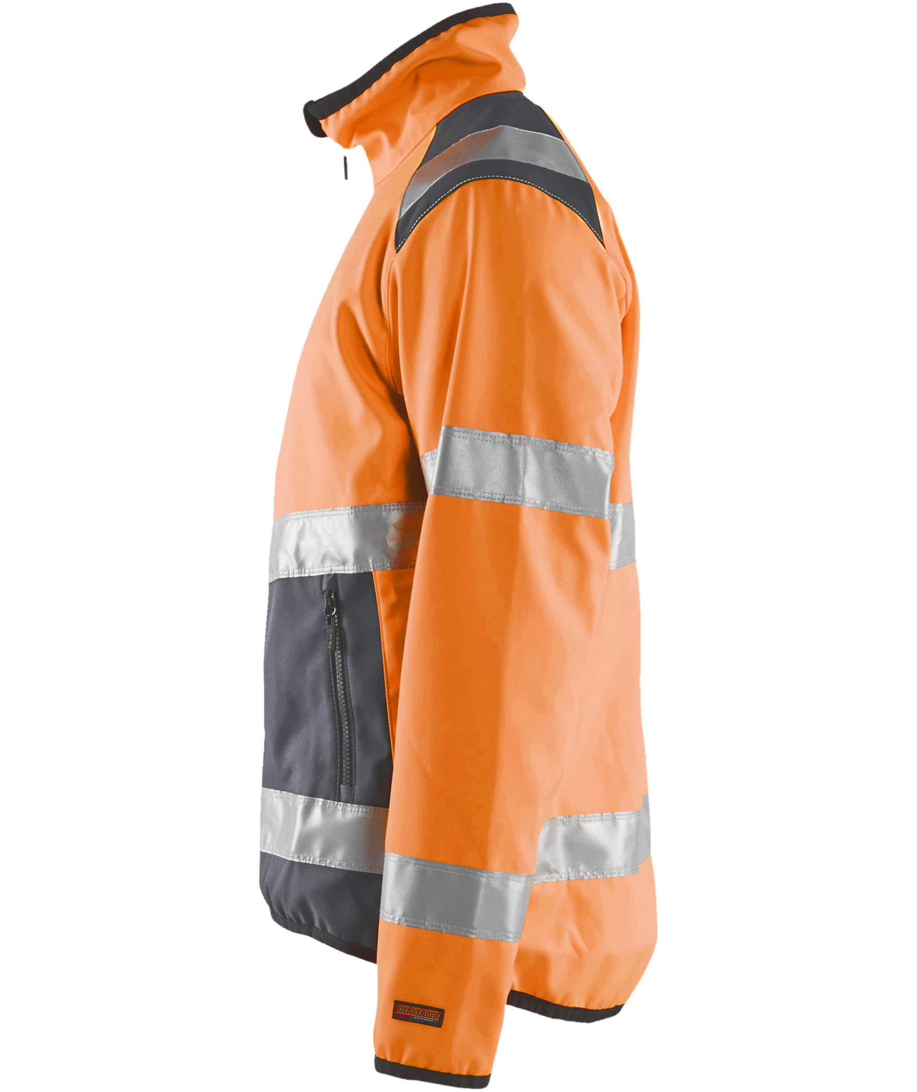 Bl&aring;kl&auml;der softshelljakke, Hi-Vis Orange/Mellemgr&aring;, large image number 3