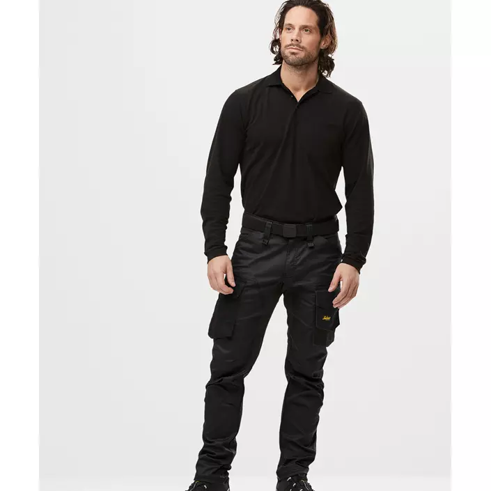 Snickers långärmad pikétröja 2608, Svart, large image number 1