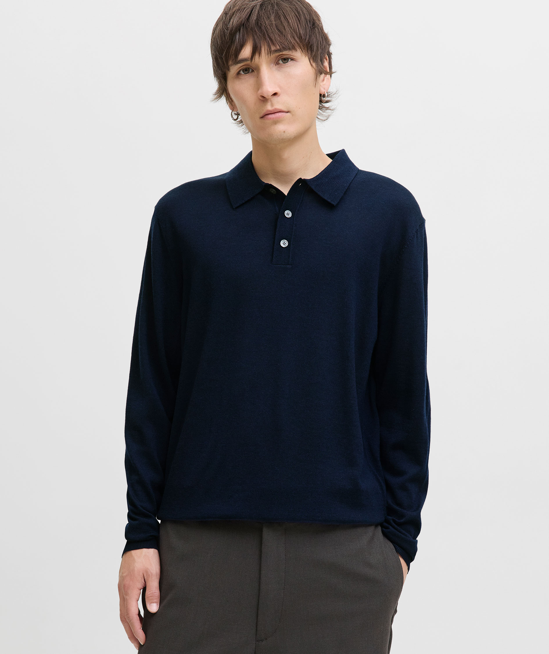Jack & Jones Premium JPRBLAMERINO knitted polo with merino wool