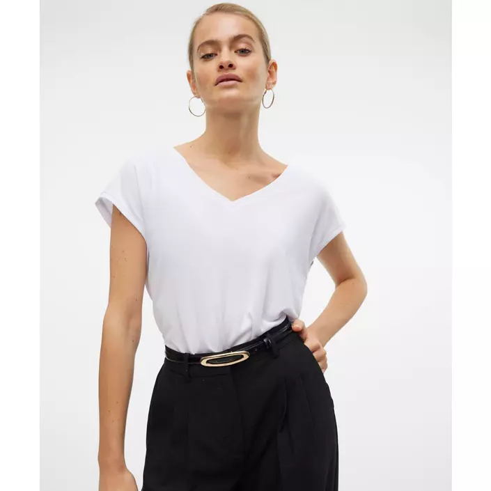 Vero Moda VMFILLI dame T-shirt, Bright White, large image number 1