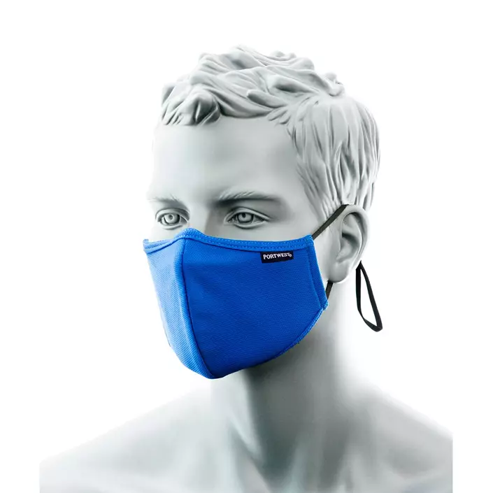 Portwest CV35 3-layer reusable face mask with nose bar, Royal Blue, Royal Blue, large image number 0