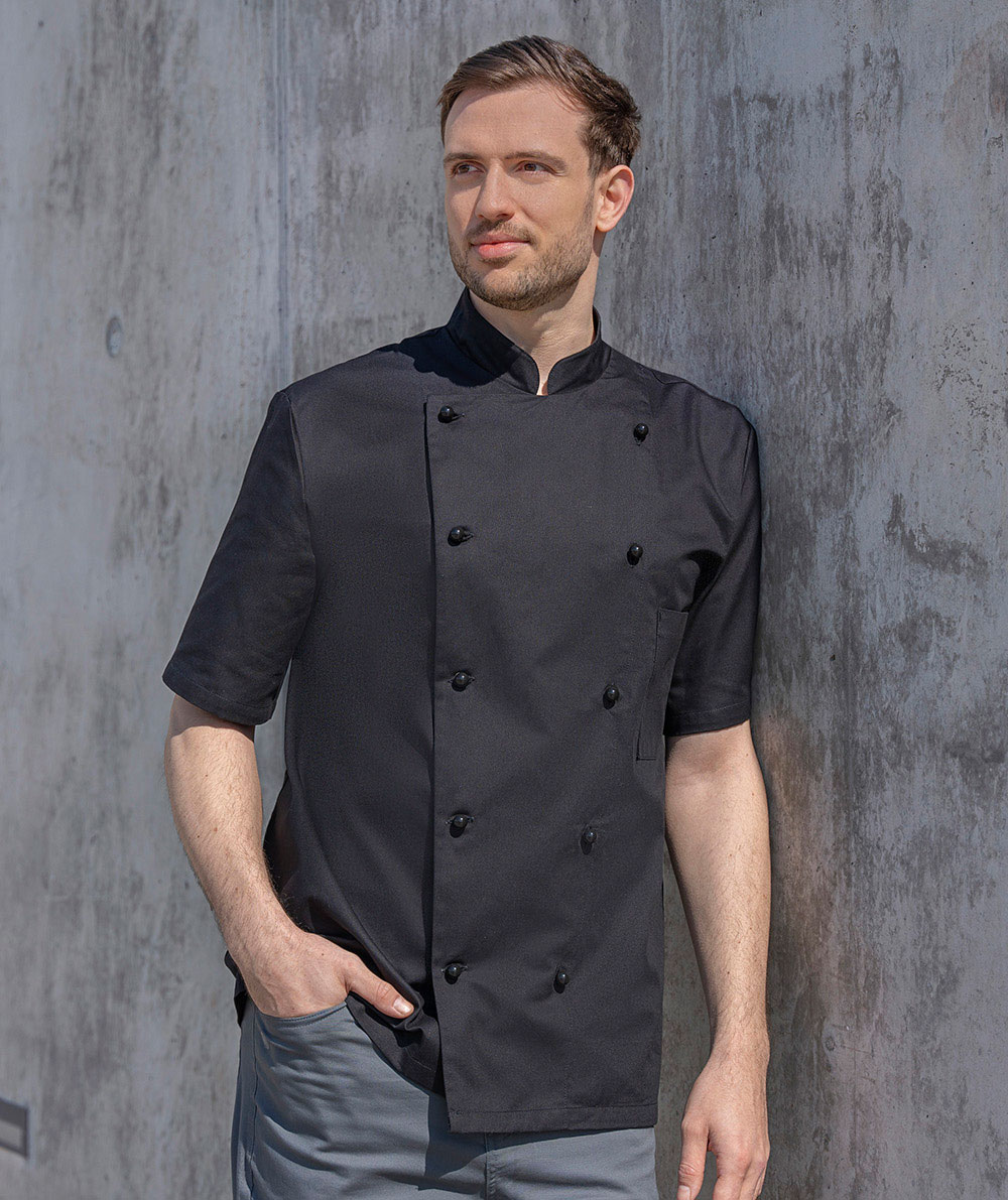Karlowsky Lennert short-sleeved chefs jacket without buttons, Black, large image number 1