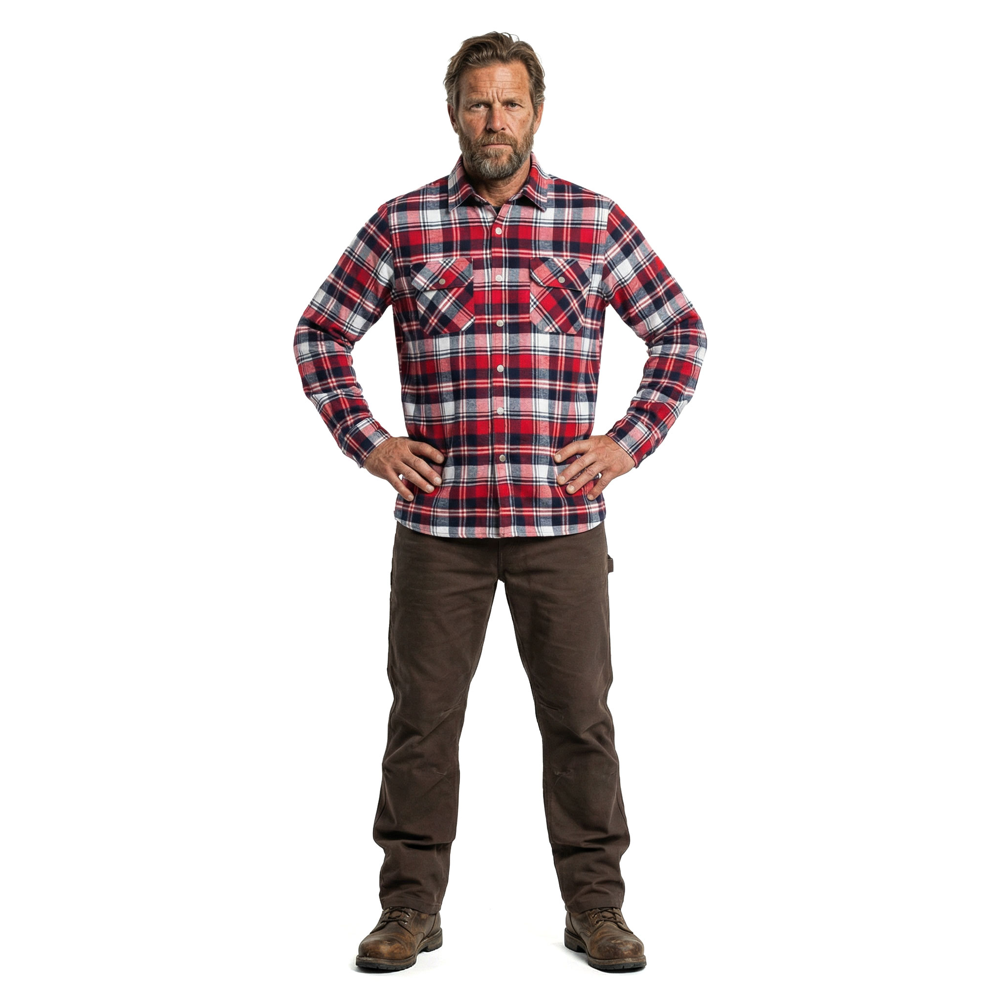 ID Green Leaf Flanellhemd, Rot, large image number 2