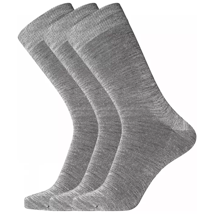 Dovre 3-pack twin sock sokker med ull, Lysegrå melange, large image number 0