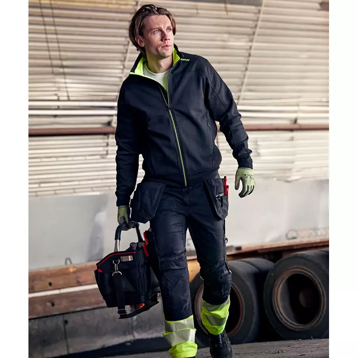 Fristads cardigan 7552 GSM, Sort/Hi-Vis Gul, large image number 1