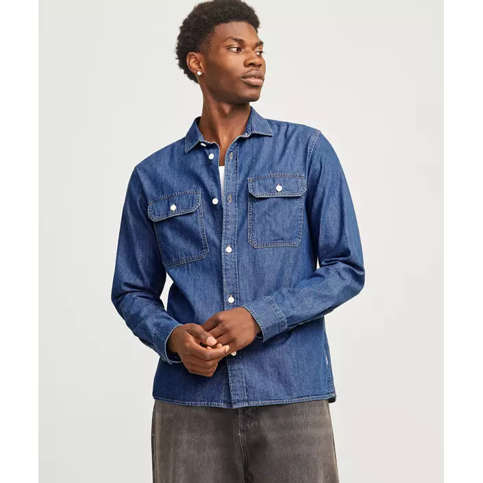 Jack & Jones JJETRAVIS Denim Hemd, Medium Blue Denim, large image number 1