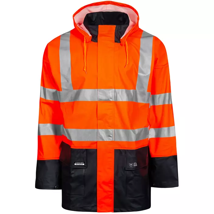 Lyngsøe PU regnjakke, Hi-vis Orange/Marine, large image number 0