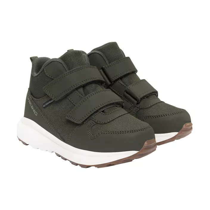 Viking Aery Hol Mid WP sneakers till barn, Olive, large image number 2