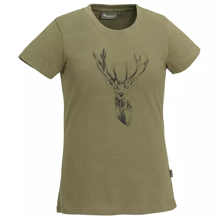 Pinewood Red Deer dame T-shirt, Hunting Olive, large image number 0