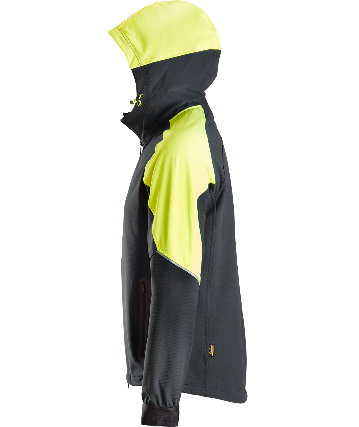 Snickers FlexiWork hoodie 8025 full stretch, Black/Neon Yellow, large image number 2