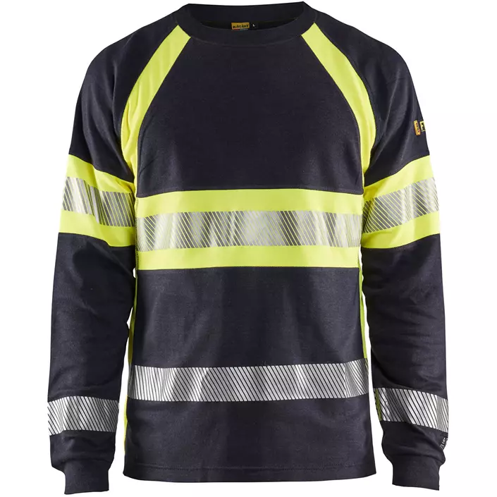 Blåkläder Anti-Flame langermet T-skjorte, Marine/Hi-Vis gul, large image number 0