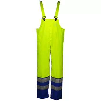 Abeko Atec rain bib and brace trousers, Hi-Vis Yellow/Royal Blue