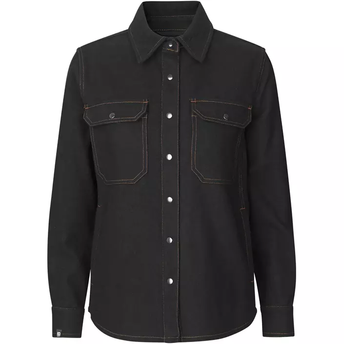ID Modern fit dame flannelsskjorte, Sort, large image number 0