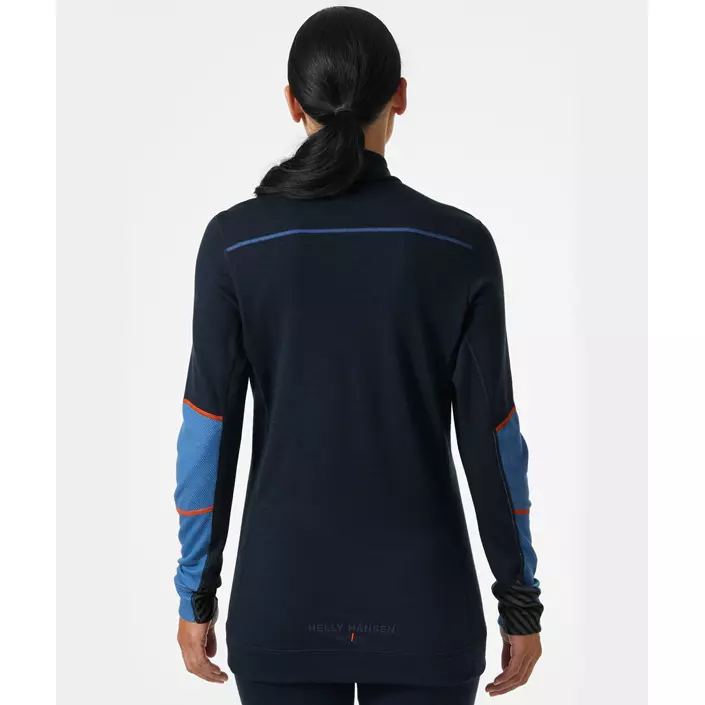 Helly Hansen Lifa women's long-sleeved undershirt half zip with merino wool, Navy/Stone blue, large image number 3