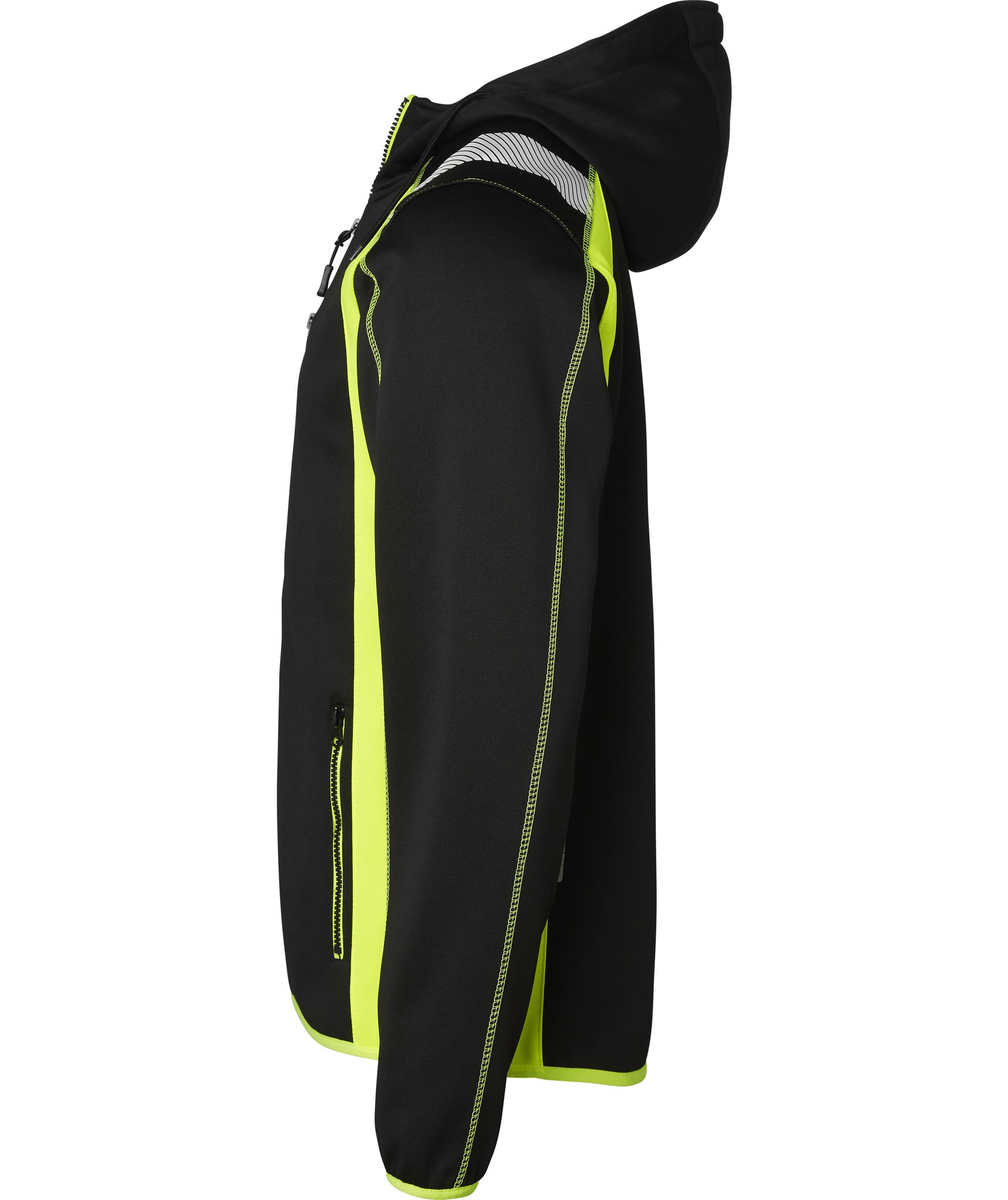 Top Swede hoodie with zipper 276, Black/Hi-Vis Yellow, large image number 3