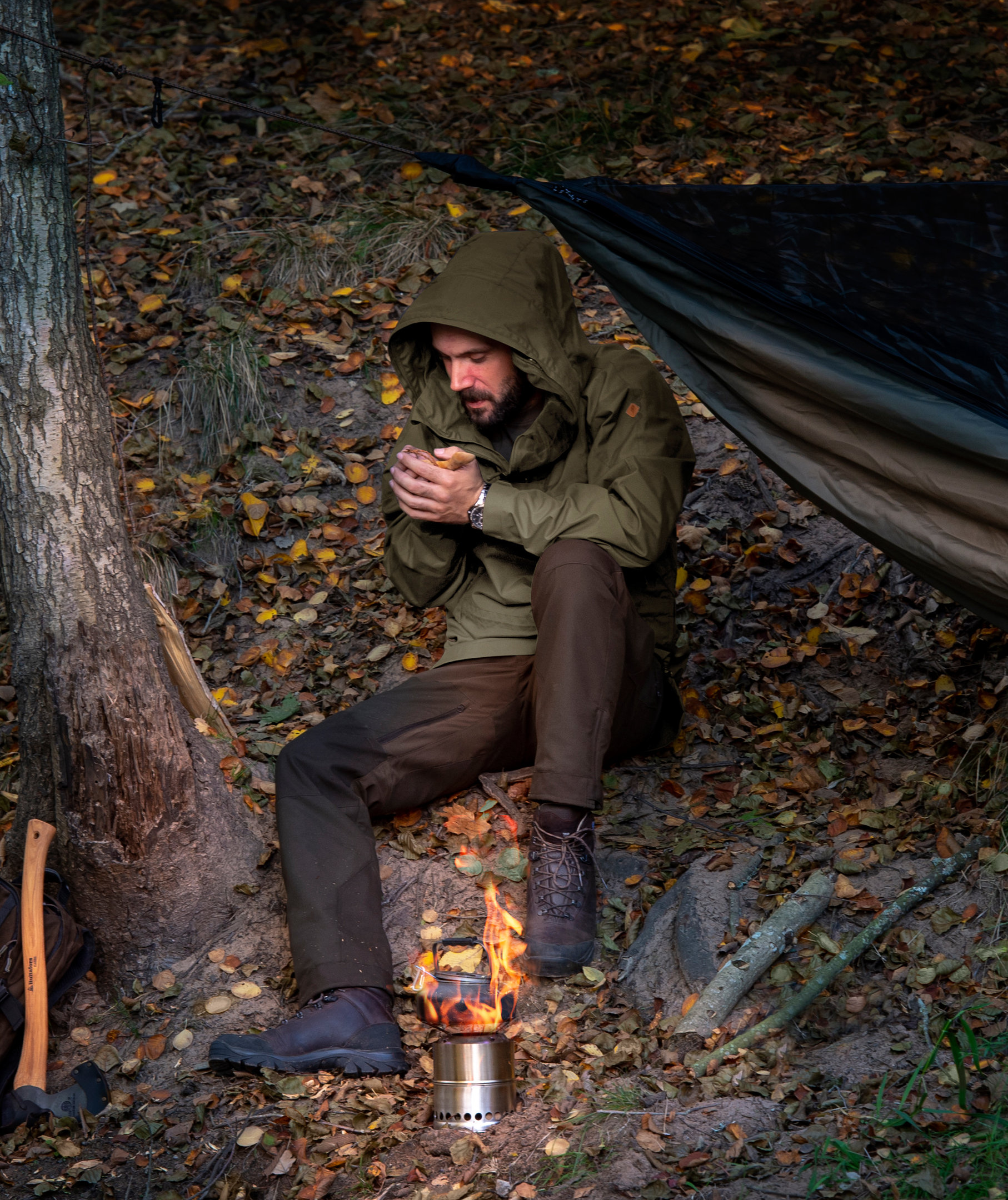 Pinewood Tikanni TC-stretch anorak, Jagt oliven, large image number 4