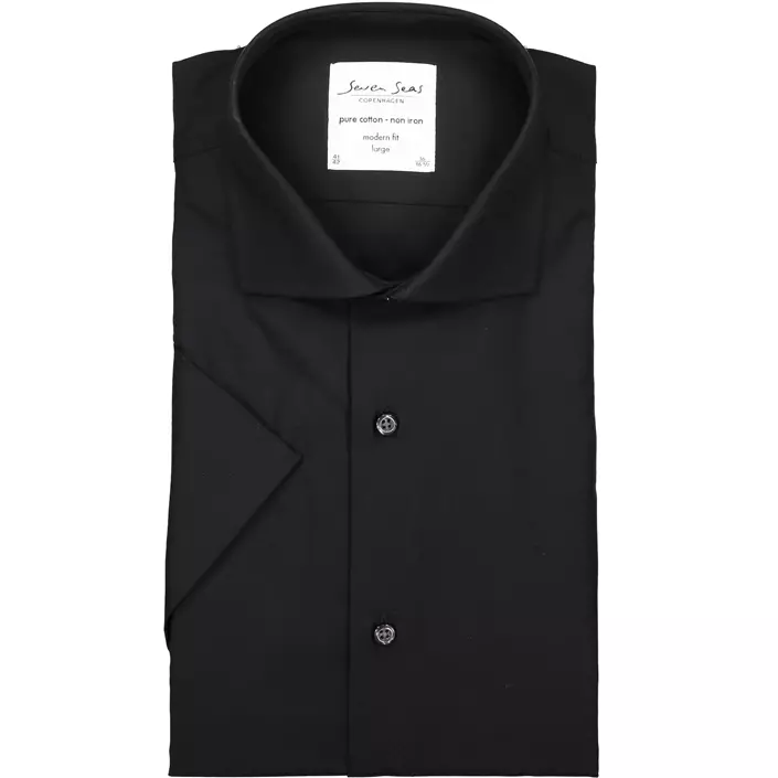 Seven Seas modern fit Fine Twill short-sleeved shirt, Black, large image number 4