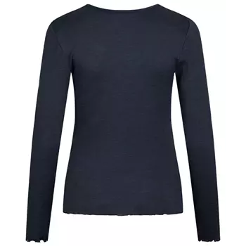 Claire Woman Damen langärmliges T-shirt mit Merinowolle, Blau Melange