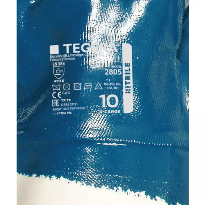 Tegera 2805 cut protection gloves nitrile Cut B, Blue/Beige, large image number 1