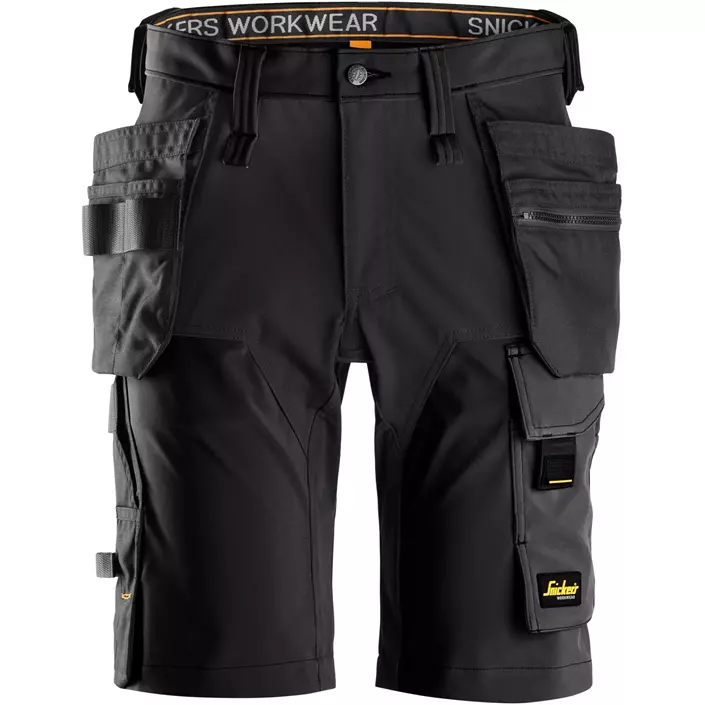 Snickers AllroundWork craftsman shorts 6175 full stretch, Black/Black, large image number 0