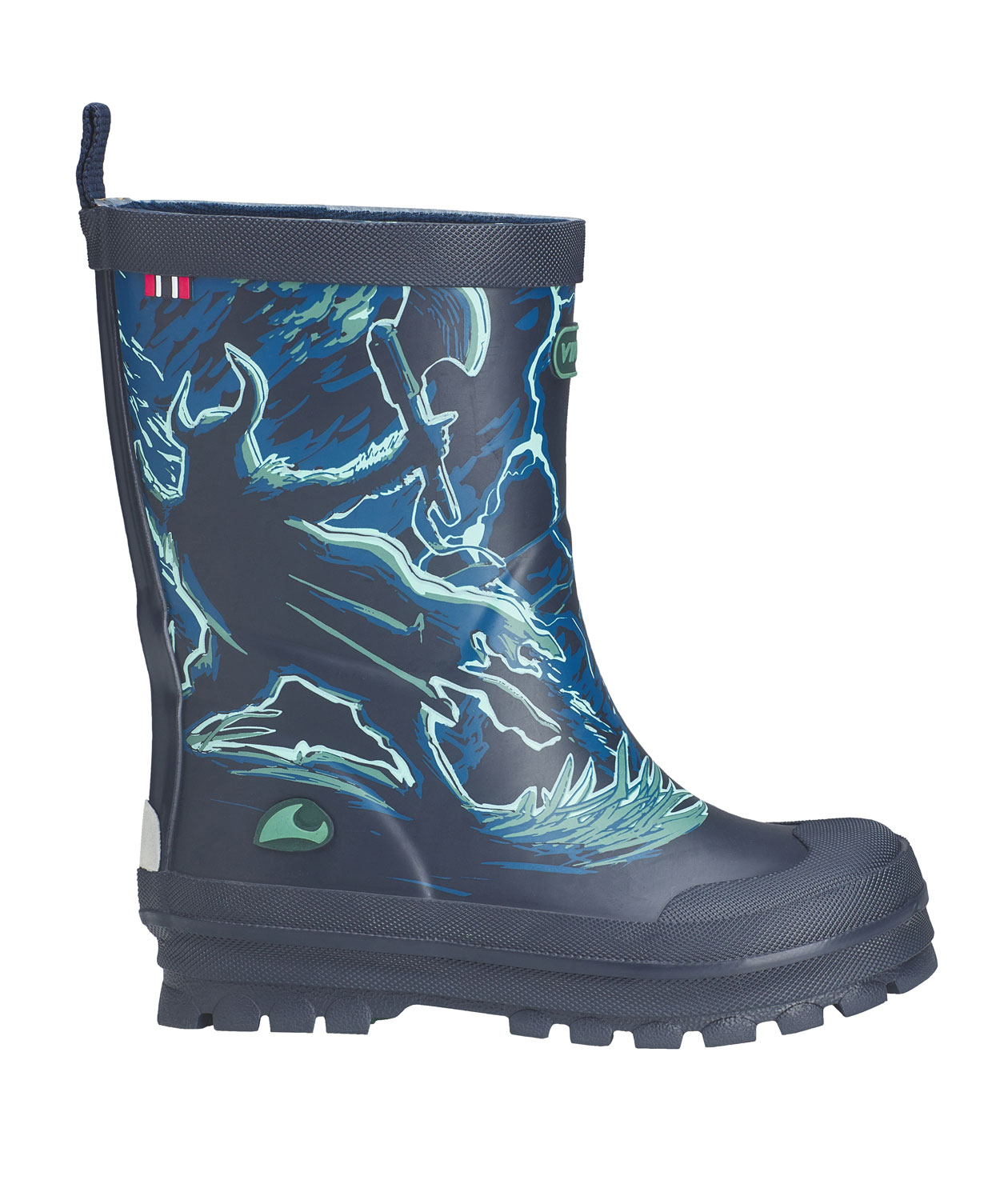 Viking Jolly Print rubber boots for kids, Navy/bluegreen, large image number 0