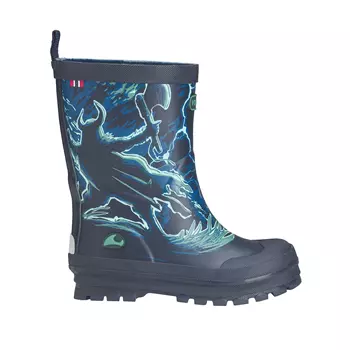 Viking Jolly Print rubber boots for kids, Navy/bluegreen