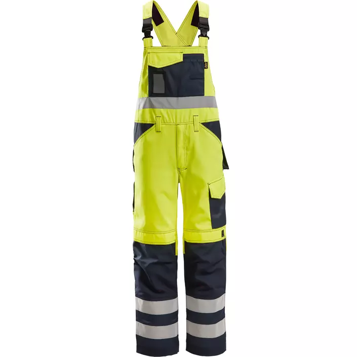 Snickers bib and brace trousers 0113, Hi-vis Yellow/Marine, large image number 0