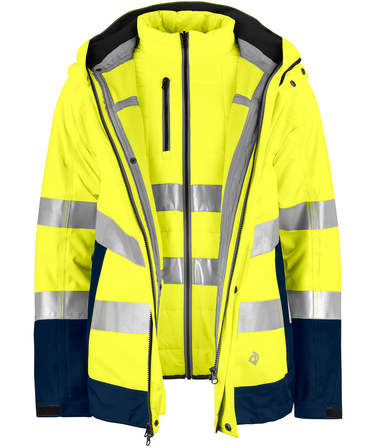ProJob 3-in-1 Arbetsjacke, Hi-Vis Gelb/Navy, large image number 2