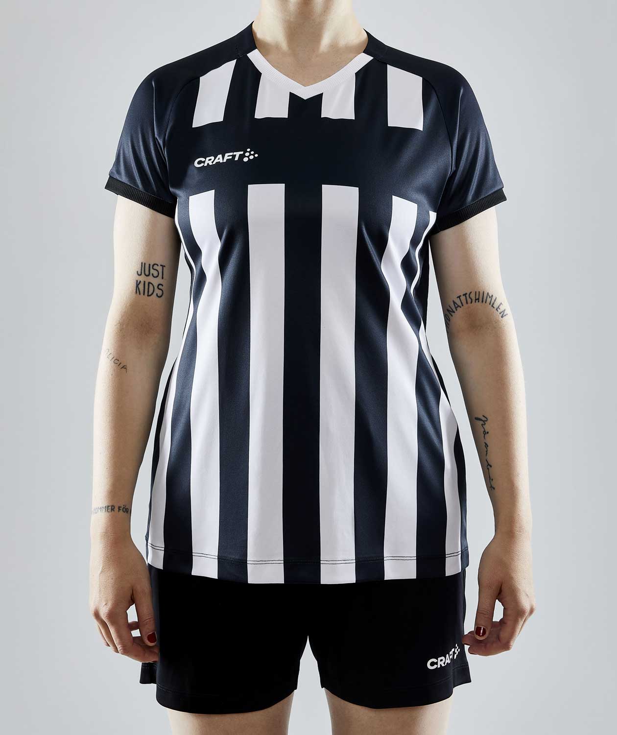 Craft Progress 2.0 Stripe Jersey Damen T-Shirt, Schwarz/Wei&szlig;