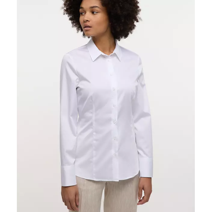 Eterna Satin slim fit dameskjorte, White , large image number 1